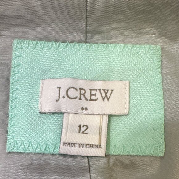J. Crew Factory Linen Blazer Mint Green Women's sz 12 Classic Preppy Coastal - Picture 11 of 16